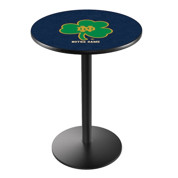 42" Blk Wrinkle Notre Dame Shamrock Pub Table, 36" dia. Top